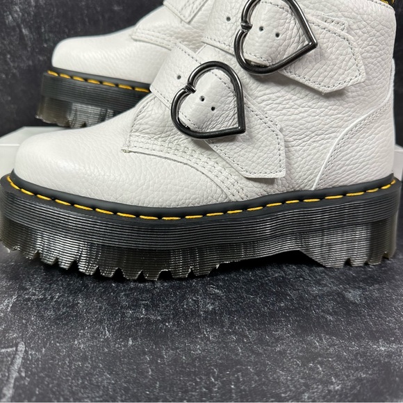 DOC DEVON HEART PEBBLED LEATHER PLATFORM BOOTS WOMENS SIZE 7 MILLED NAPPA - Picture 7 of 12